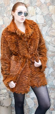 Rust Belted Rex Rabbit Fur Stroller 88955