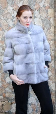 Designer Sapphire Mink Fur Jacket Horizontal Design 66778
