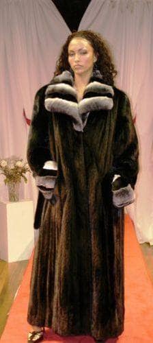 Blackglama Mink Coat Chinchilla Collar Cuffs #09873