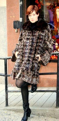 Two Toned Mahogany Sheared Mink Fur Stroller Laser Cut 8822