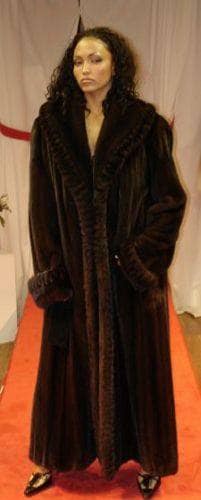 Mahogany Mink Coat Full Length Ruffled Collar With Ruffled Mink Cuffs 249