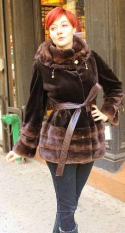 Mahogany Sheared Mink Stroller Long Hair Mink Border 889