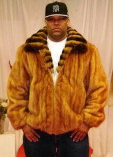 Men's Whiskey Mink Bomber Jacket Chinchilla Whiskey Wing Collar 1309