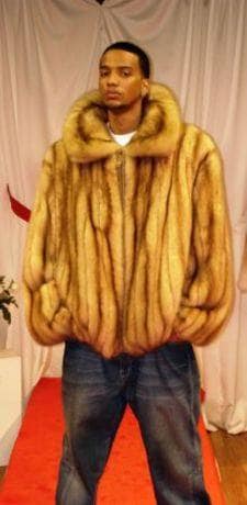 Golden Russian Sable Men's Fur Bomber Jacket 7744