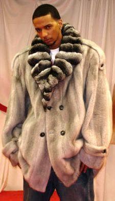 Men's Sapphire Mink Fur Stroller Chinchilla Fur Collar 8855