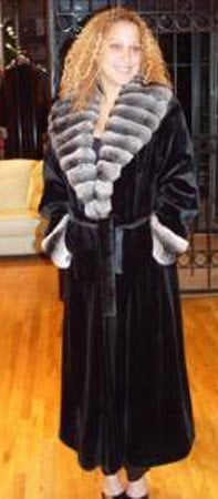 Blackglama Mink Coat Chinchilla Cross Cut Shawl Collar 942