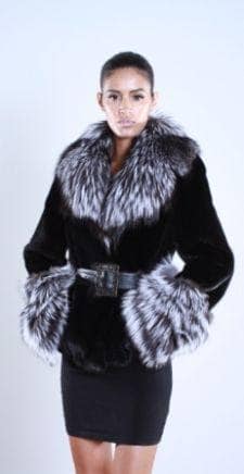 Sheared Mink Jacket with Silver Fox Trim 22112