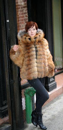 Puffy Red Fox Fur Jacket