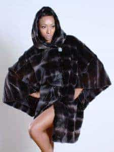 Two Toned Mahogany Sheared Mink Cape Hood 999