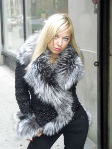 Silver Fox Collar Leather Fur Jacket 8776