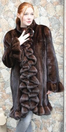 Demi Mink Ruffled Fur Stroller 7766