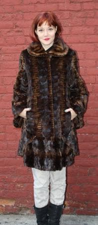 Whiskey Brown Sheared Mink Laser Cut Mink Fur Stroller 43391