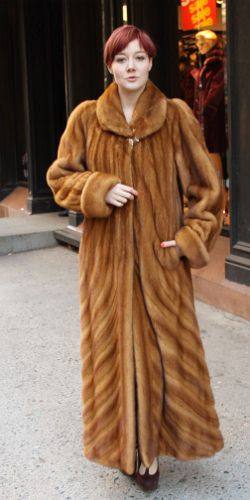 Full Length Whiskey Mink Coat Directional 2326