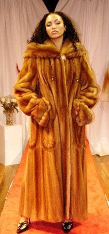 Full Length Whiskey Mink Coat Directional Swirls 7744