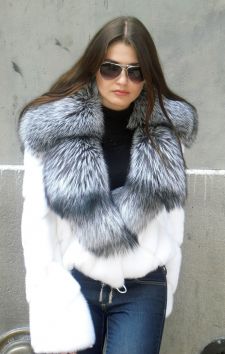 White Mink Jacket Silver Fox Collar 22