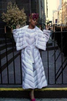 Amazing Shadow Cross Full length Mink Coat 9873