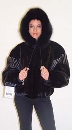 Ranch Mink Fur Jacket Hood 22233