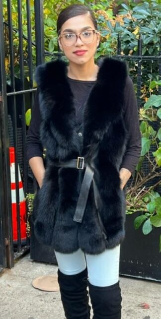 Black Fox Vest Belted 8832