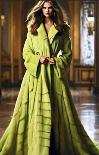 Chartreuse Green Mink Coat Full Length 9444