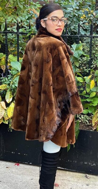 Cognac Sheared Mink Cape 37773 - Image 3