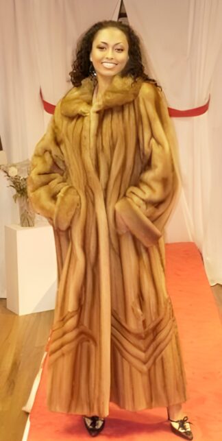 Full Length Whiskey Mink Coat Directional 8456