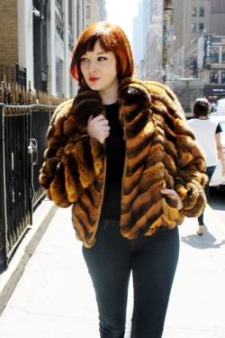 Whiskey Chinchilla Bomber Fur Jacket 668