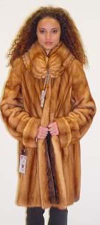 Whiskey Mink Fur Stroller Pleated Shawl Collar 8821