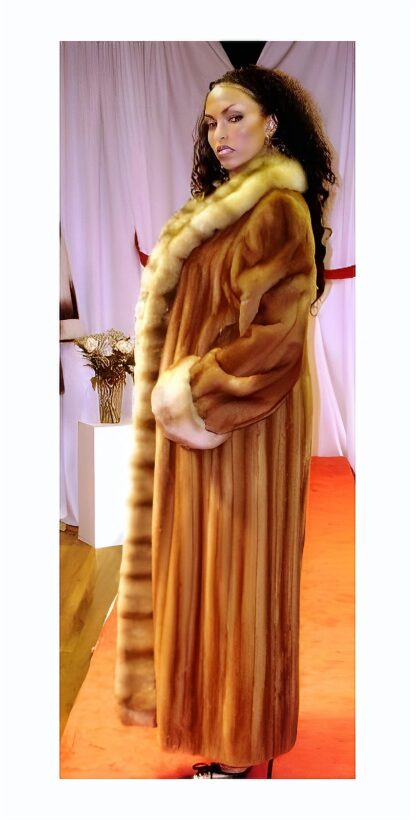 Whiskey Mink Coat Russian Golden Sable Tuxedo 2194 - Image 2