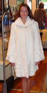 White Mink Swing Fur Stroller Kimono Style 88112