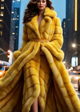 Yellow Mink Coat Matching Mink Skirt 83838