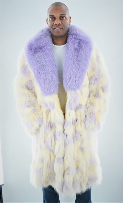 Men's Lavender and Yellow Fox Fur Coat 1232