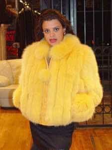 Yellow Fox Fur Jacket 7657